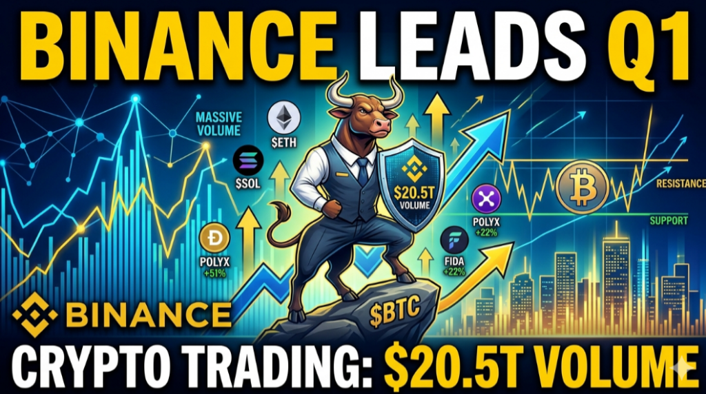 Binance Leads Q1 Crypto Trading with $20.5T Volume as Institutional Demand Supports Bitcoin Stability